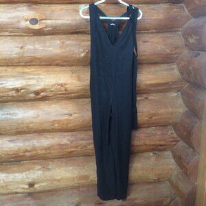 Express Black Vest Back Festival Wide Leg V-neck Jumpsuit w/Pockets Size Small